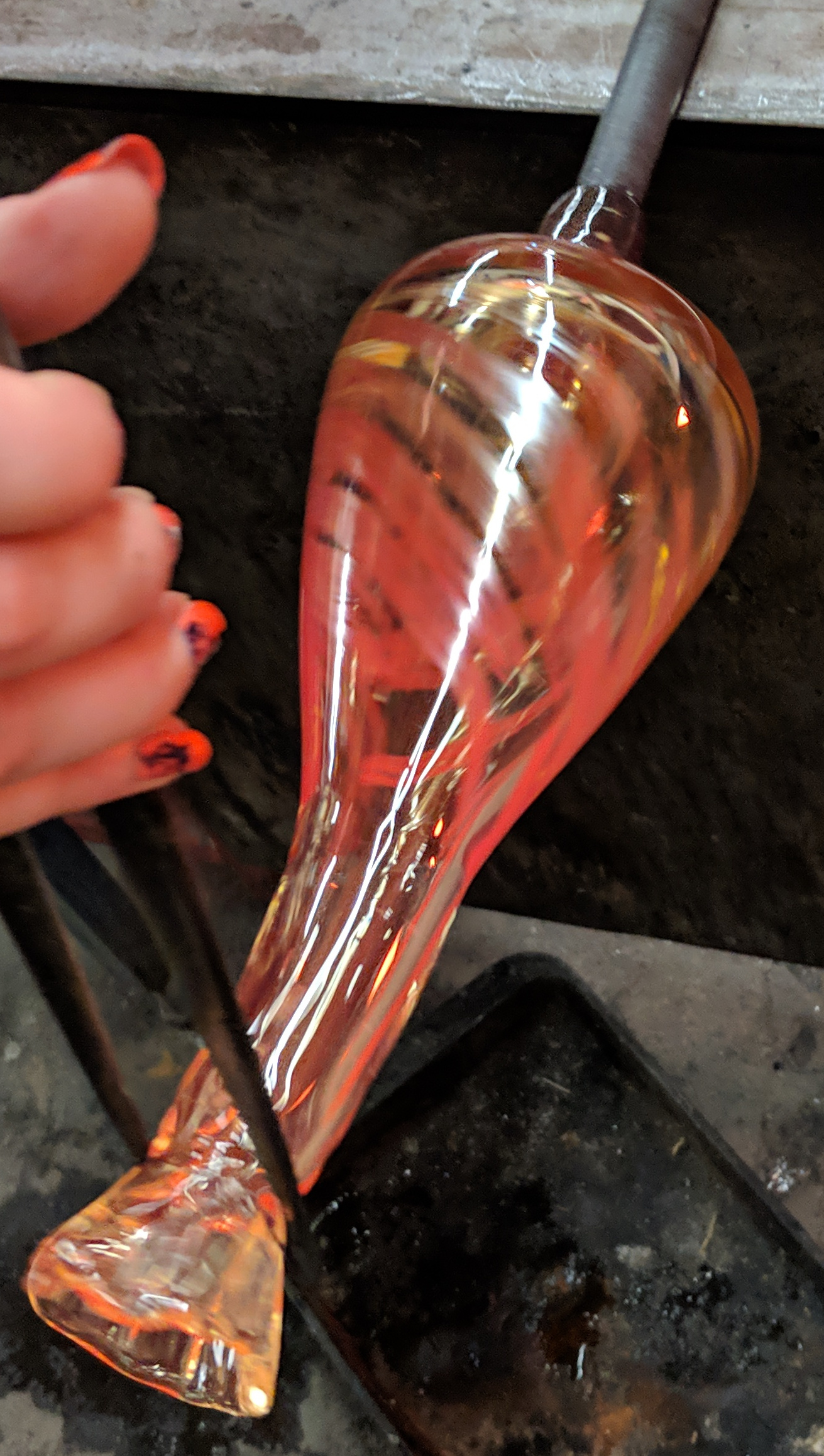 Vase with cane on it, still hot