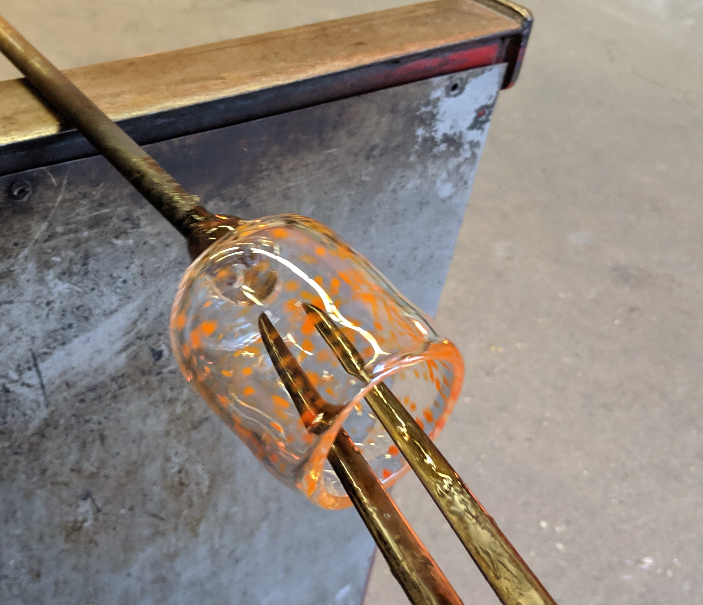 yellow frit on a glass